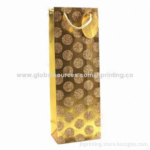 Gold Paper Gift Bag for Wine, OEM Orders are Welcome